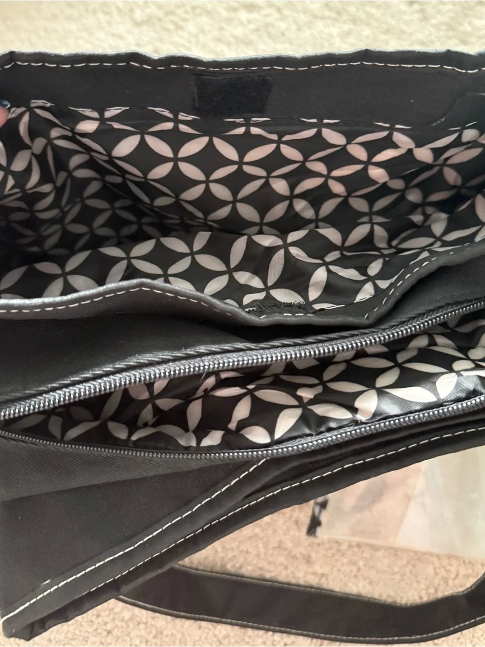 black Baby Boom multi-pocket tote diaper bag